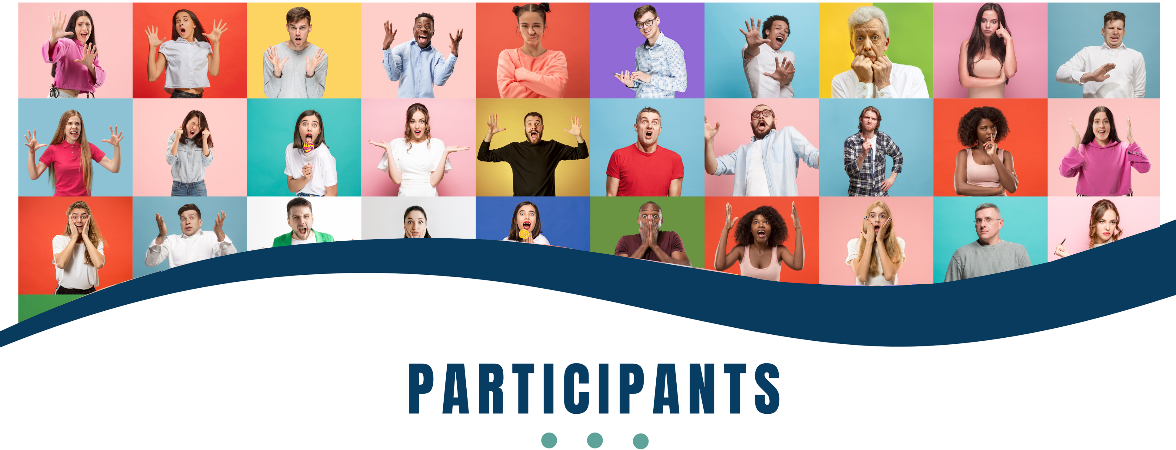 “Participants” is in bold blue lettering at the top of the page, with green dots underlining the text.